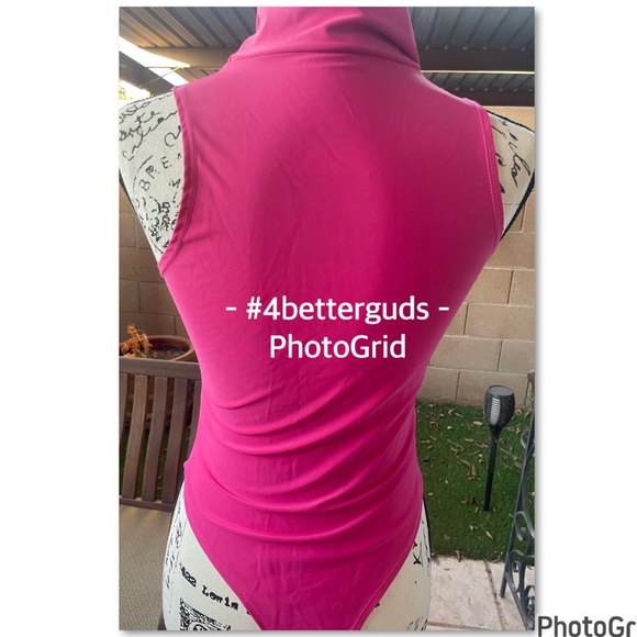 Fashion Nova Mock Neck Sleeveless Bodysuit Hot Pink Medium - Picture 13 of 14